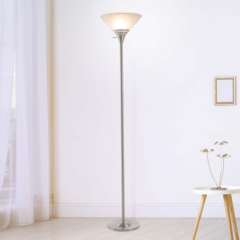 Windsor Home Torchiere Floor Lamp, Brushed Silver - 75.5" in Height - 75.5" in Height