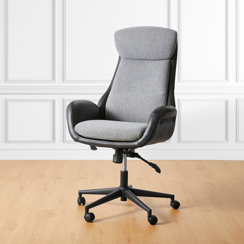 Modern High-Back Leatherette Adjustable 360-degree Swivel Executive Office Chair by Glitzhome