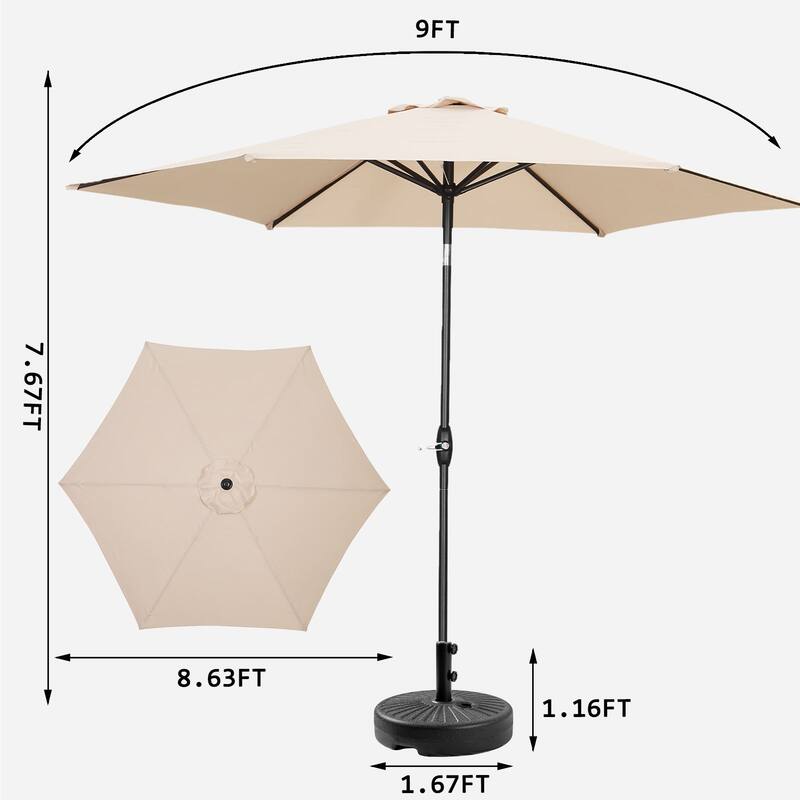 9FT Patio Umbrella with Base Included Outdoor Umbrella with Tilt and Crank