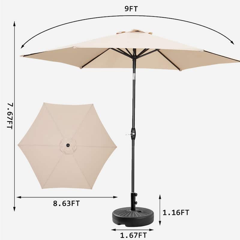 Ainfox 9FT Outdoor Patio Umbrella with Base Tilt System