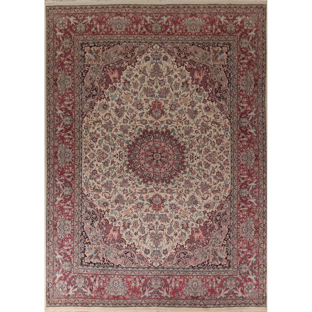 Vegetable Dye Animals Qum Chinese Area Rug Hand-Knotted Wool Carpet - 9'1"x 12'5"