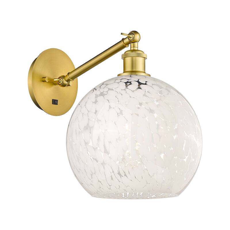 Innovations Lighting Endless Possibilities Ballston - White Mouchette - 1 Light 10" Adjustable Sconce - Arm Adjusts Up and Down - White Mouchette/Satin Gold