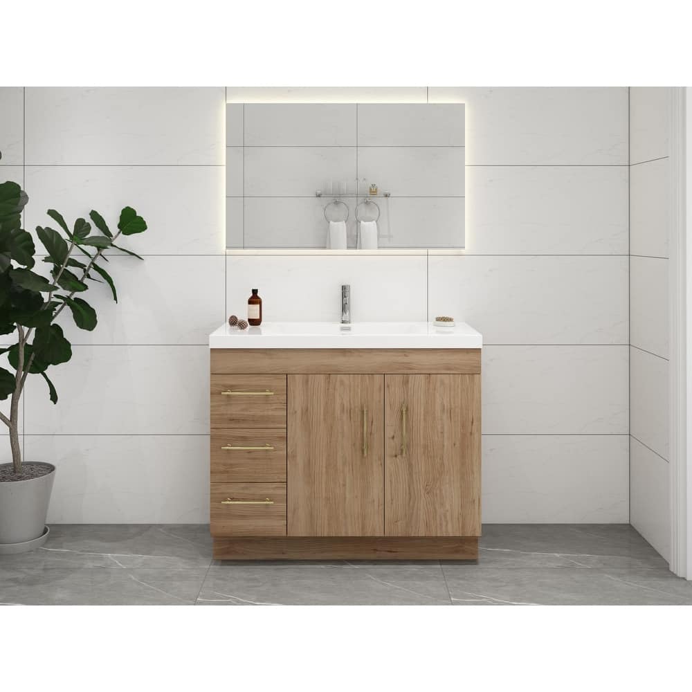 Eliza 42'' Freestanding Vanity (Left Drawers) with Single Sink