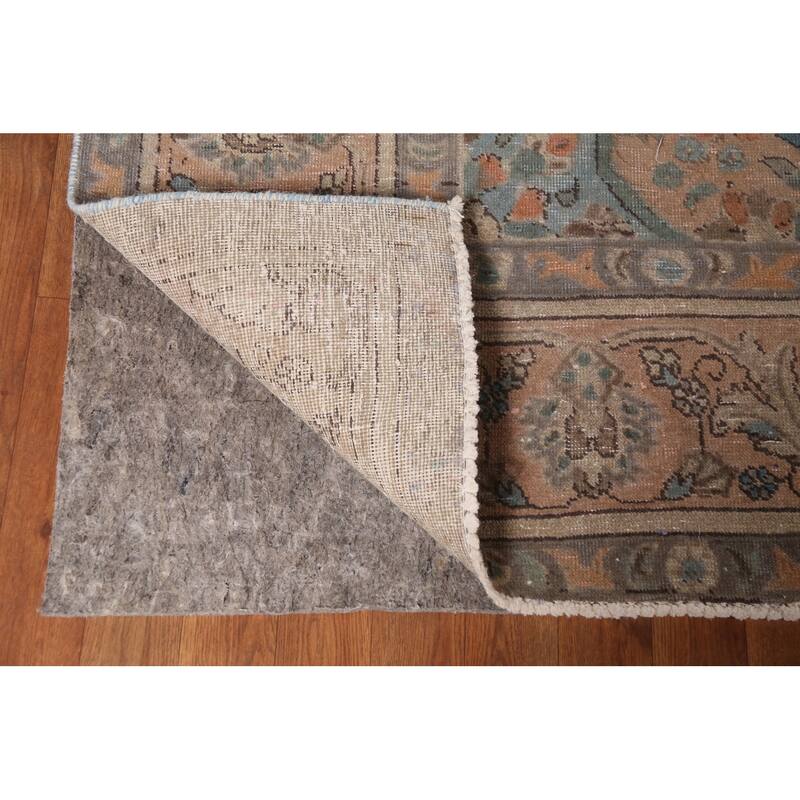 Green Tabriz Persian Vintage Area Rug Hand-Knotted Wool Carpet - 9'6"x 12'7"