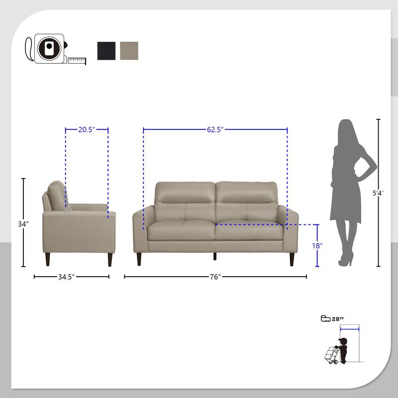 Dakota 3-Piece Leather Match Living Room Sofa Set