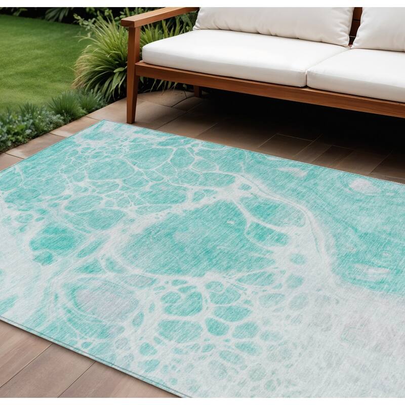 HomeRoots Nautical Transitional Rectangle Outdoor Rug - 10' X 14'