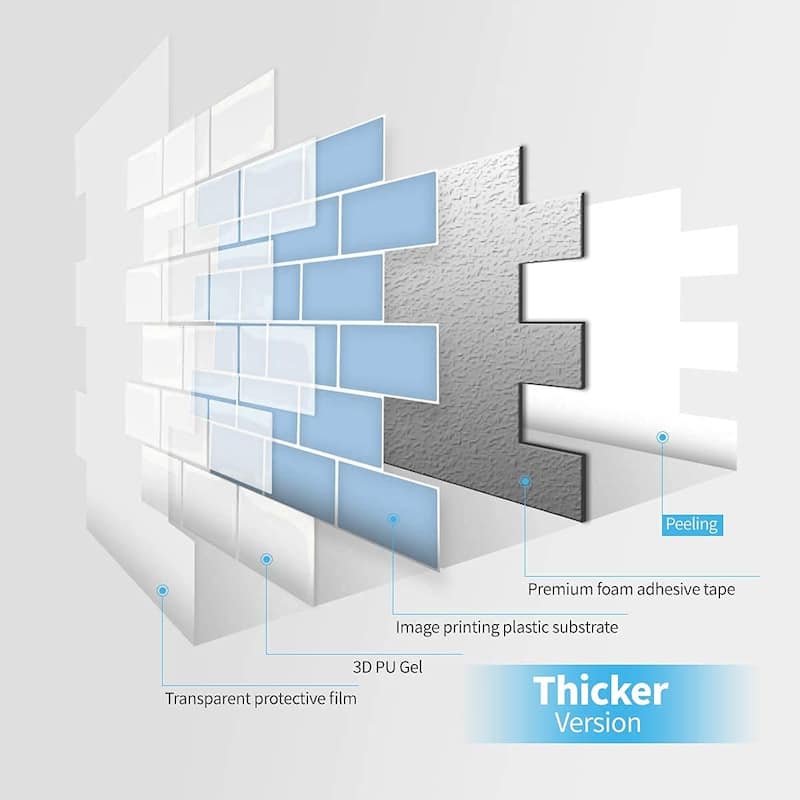 Art3d 10-sheet Subway Tiles Peel and Stick Backsplash for kitchen（thicker design）
