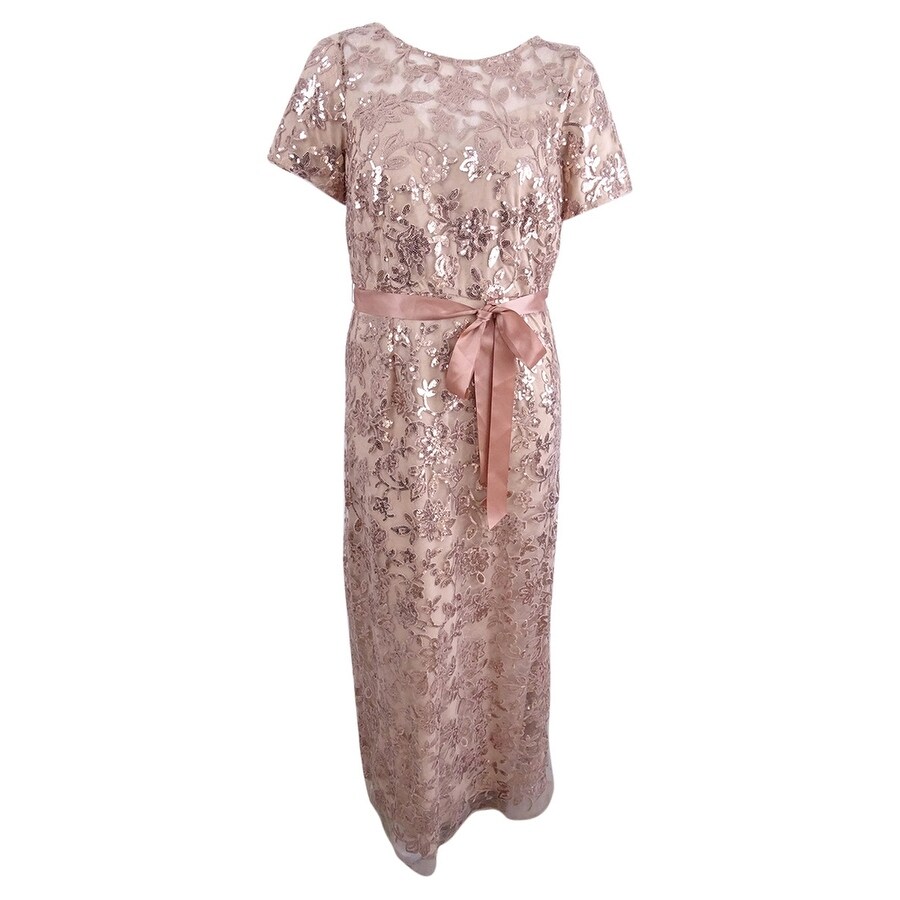 Shop R M Richards Women S Plus Size Lace Sequined Gown Rose Gold