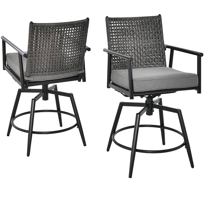 Gymax Patio Swivel Bar Stools Set of 4 Outdoor Counter Height Bar