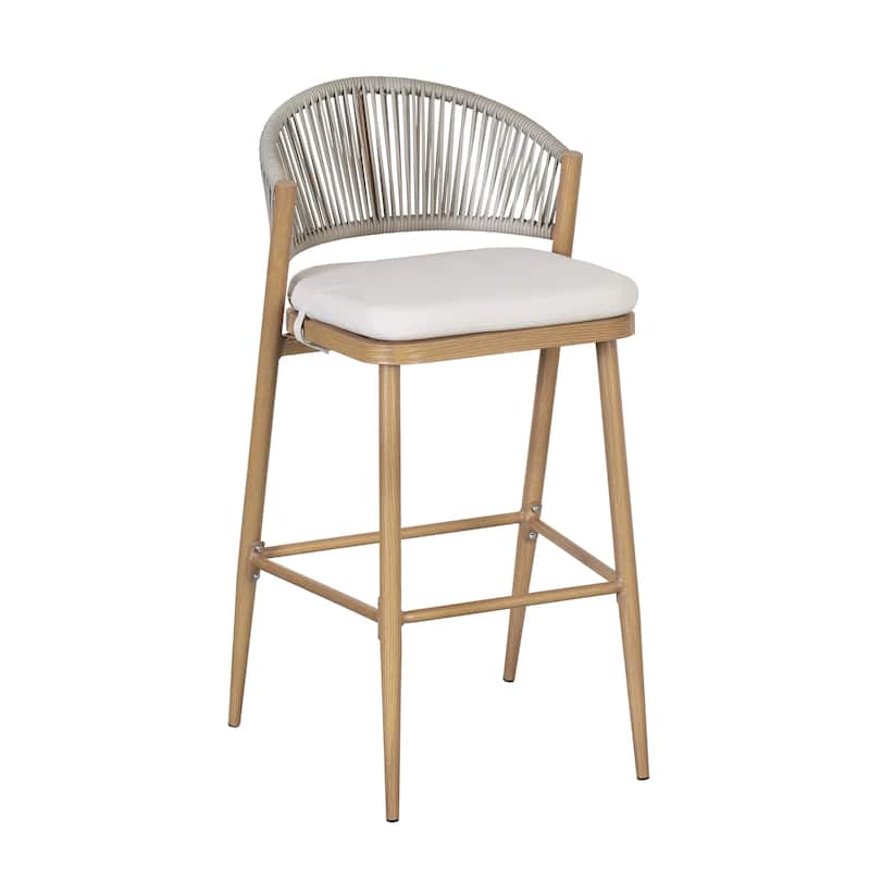 Christopher Knight Home - Beverly Outdoor Barstools with Scallop Backrest(Set of 4) - Aluminum