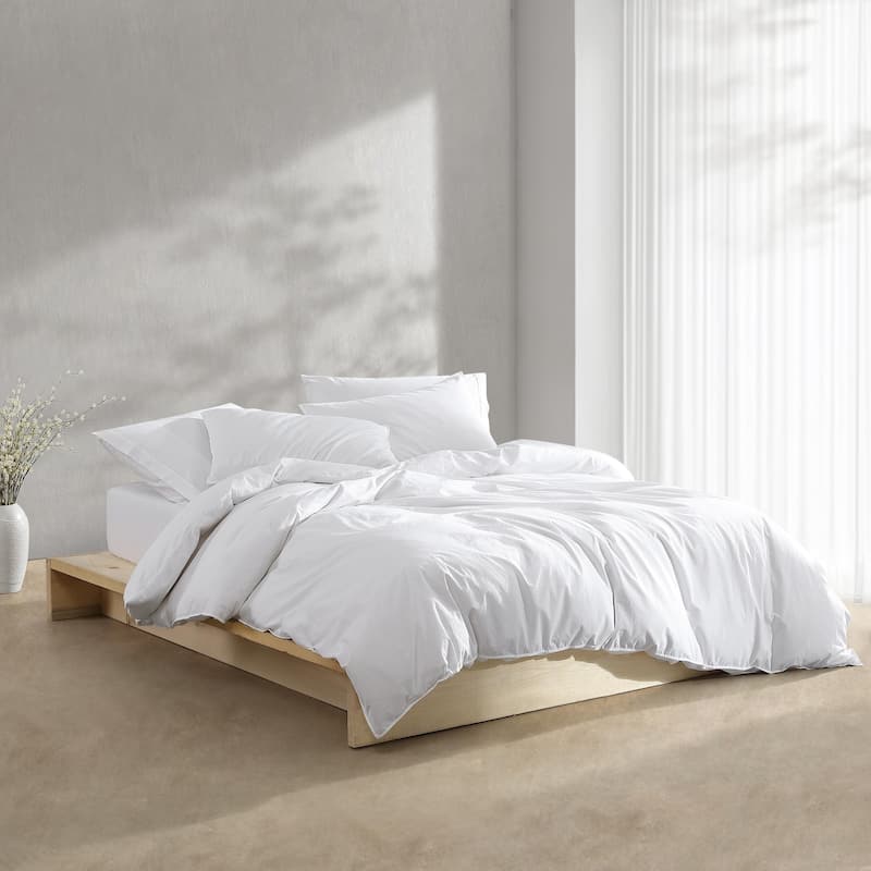 Calvin Klein Washed Percale Cotton Solid Comforter Set Bed Bath