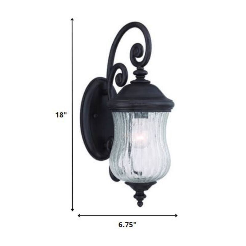 Matte Black Marble Outdoor Wall Light with Seeded Glass Hardwired, LED - 10” x 6.75” x 18” (D x W x H)