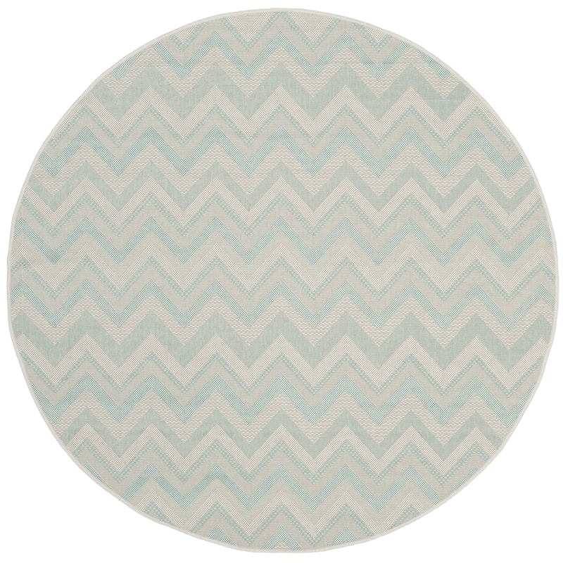 SAFAVIEH Courtyard Sondra Indoor/ Outdoor Waterproof Patio Backyard Rug - 5'3" Round - Light Grey/Aqua