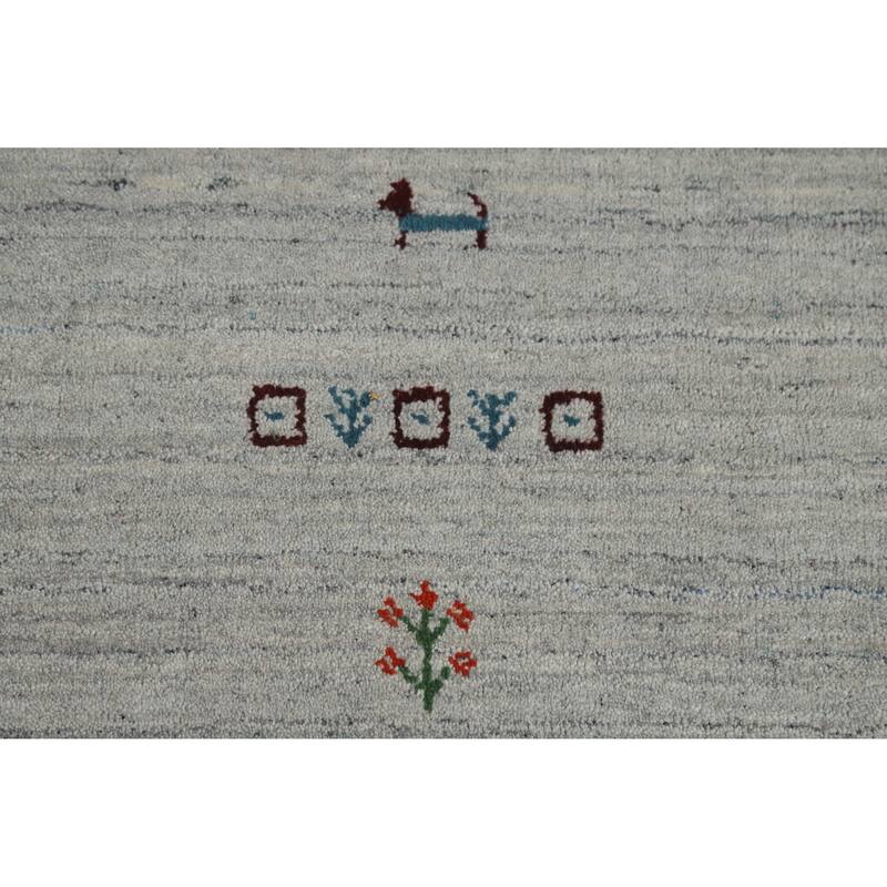 Hand Knotted Oriental 100% Wool Carpet Tribal Tribal Greys & Charcoal Gabbeh Area Rug - 9' 9'' X 8' 0''