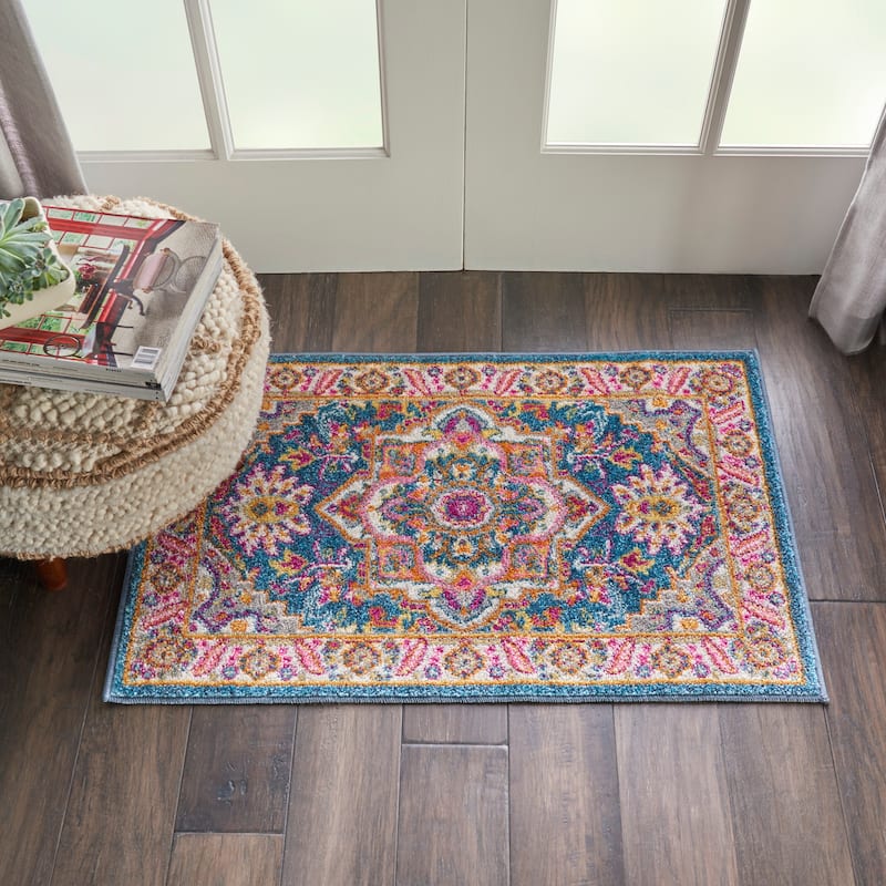Nourison Cayuga Oushak Boho Medallion Area Rug - 1'8" x 2'8" - Teal/Multi