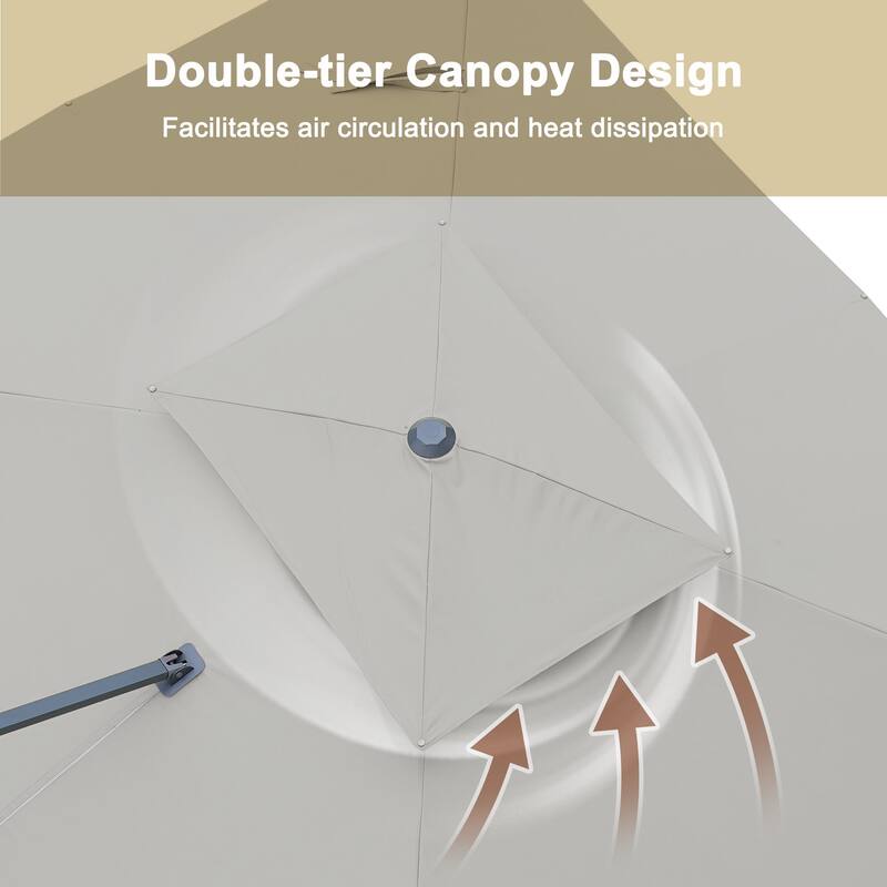 13-Ft Aluminum Dual-Roof Cantilever Umbrella