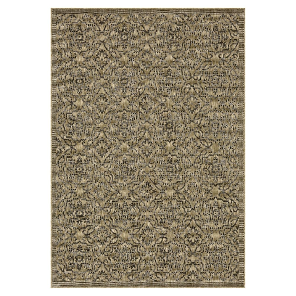 Indoor/Outdoor Area Rug/ Runner/ Doormat- Blue & Natural & Red & Taupe Color -Machine Washable, Weather and UV Resistant-Eliza