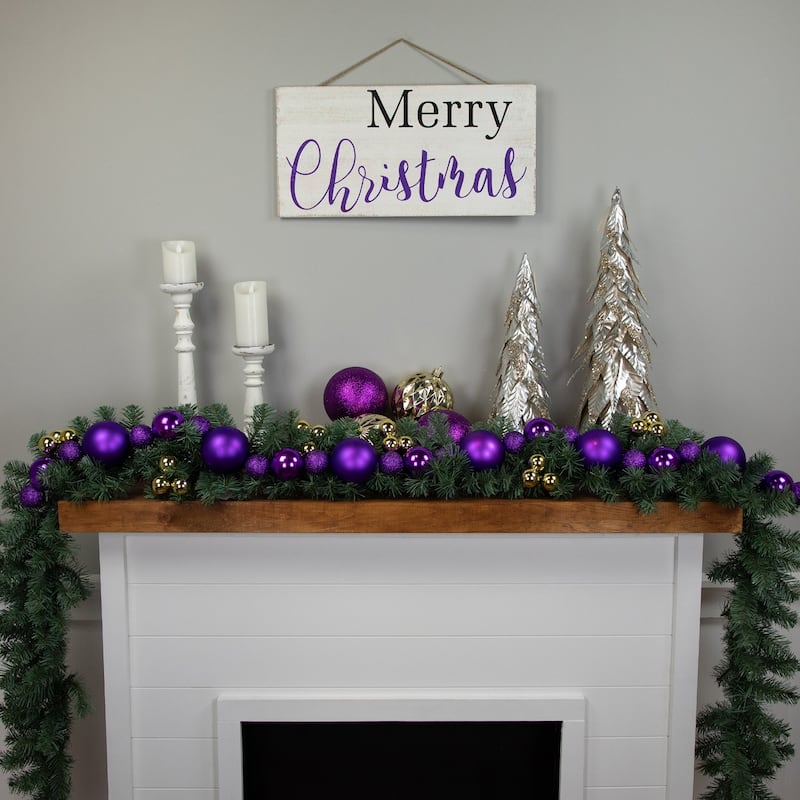 6' Shatterproof Ball 3-Finish Christmas Garland
