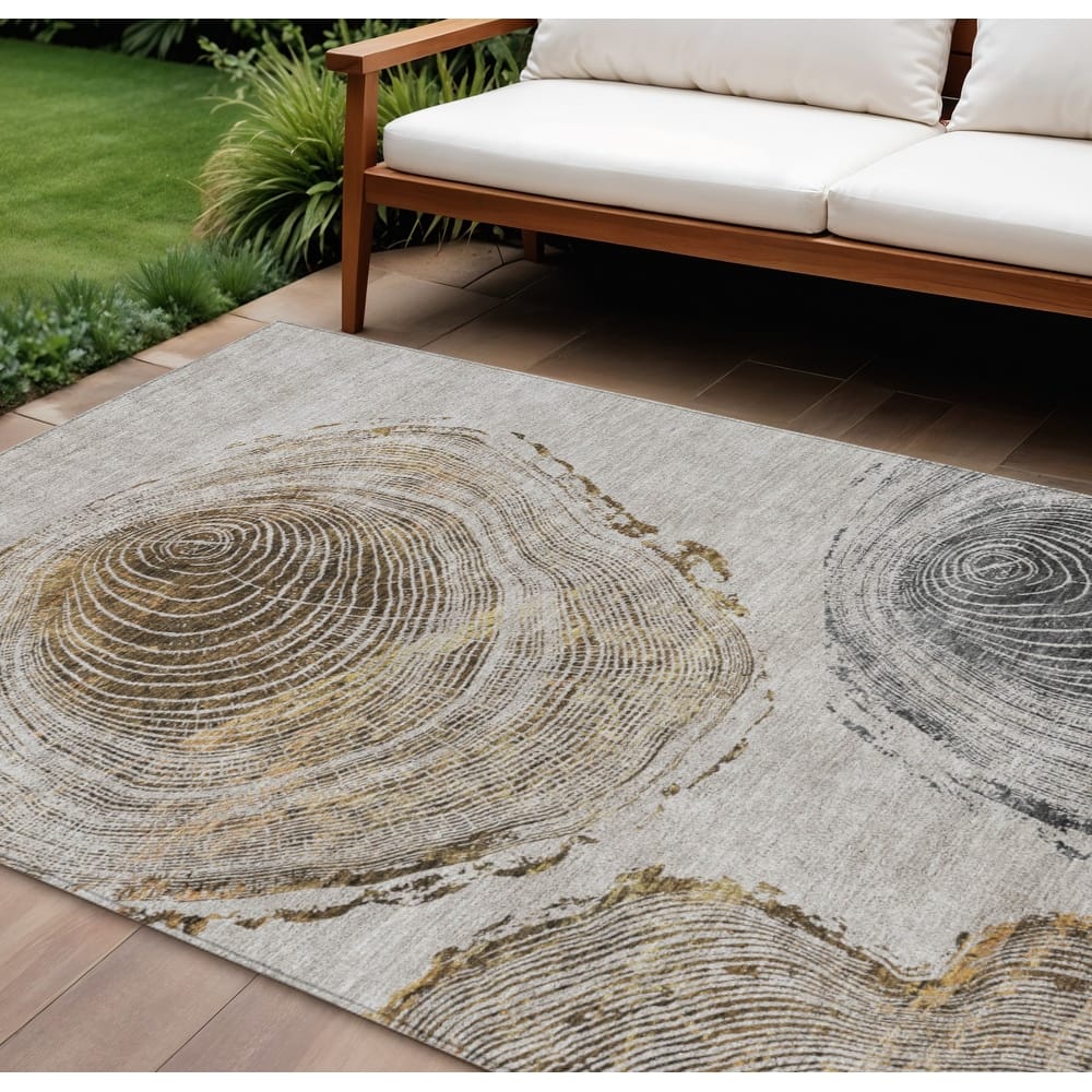 HomeRoots Abstract Transitional Rectangle Outdoor Rug