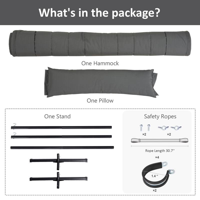 Outdoor Portable Double Hammock with Stand&Pillow Max 475 lbs Capacity