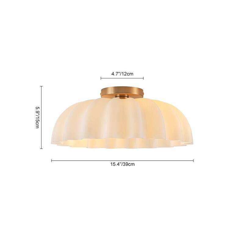 Creative 2-Light Shell Scalloped Glass Semi-Flush Mount - N/A