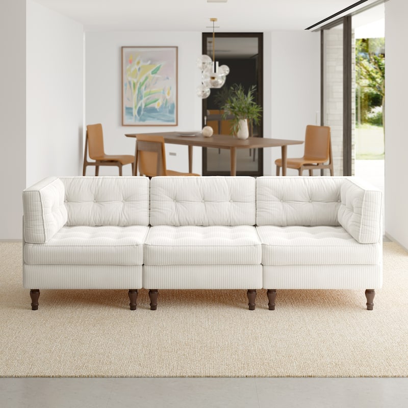 Oversized Modular Sectional Corduroy Fabric Tufted Sofa