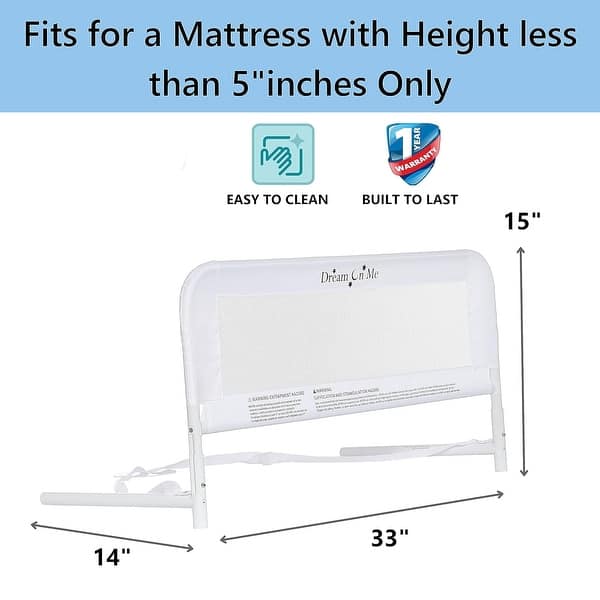 dimension image slide 0 of 4, Dream On Me Mesh Security Adjustable Bed Rail