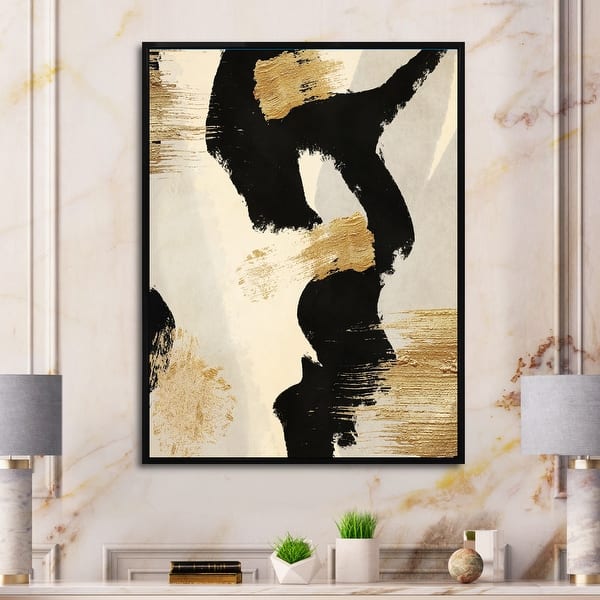 slide 2 of 5, Designart "Glam Collage II" Modern & Contemporary Framed Canvas Print - Black 16 in. wide x 32 in. high - Black