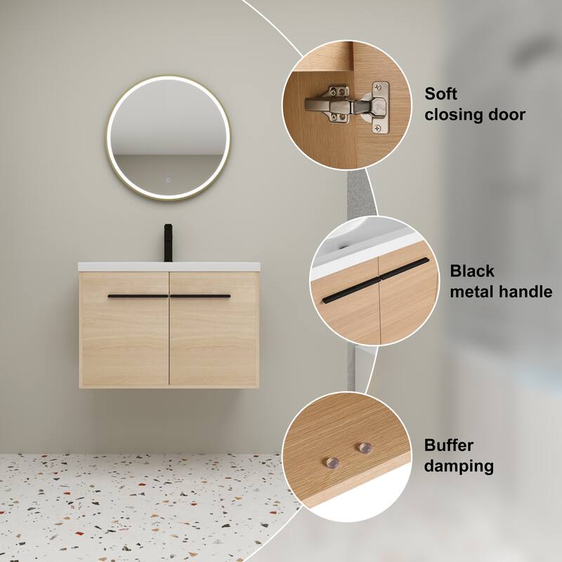 Beingnext 16''/20''/24"/30"/36" Bathroom Vanity with Sink, Floating Bathroom Vanity with Soft Close Door