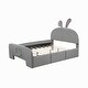 preview thumbnail 12 of 45, Roomfitters Twin/Full Size Velvet Platform Bed with Rabbit-Shaped Headboard, Drawers, Bed-End Storage Pocket