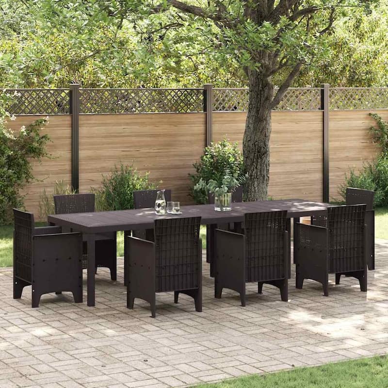 vidaXL Garden Table Anthracite/Brown poly rattan - Brown 118.1"