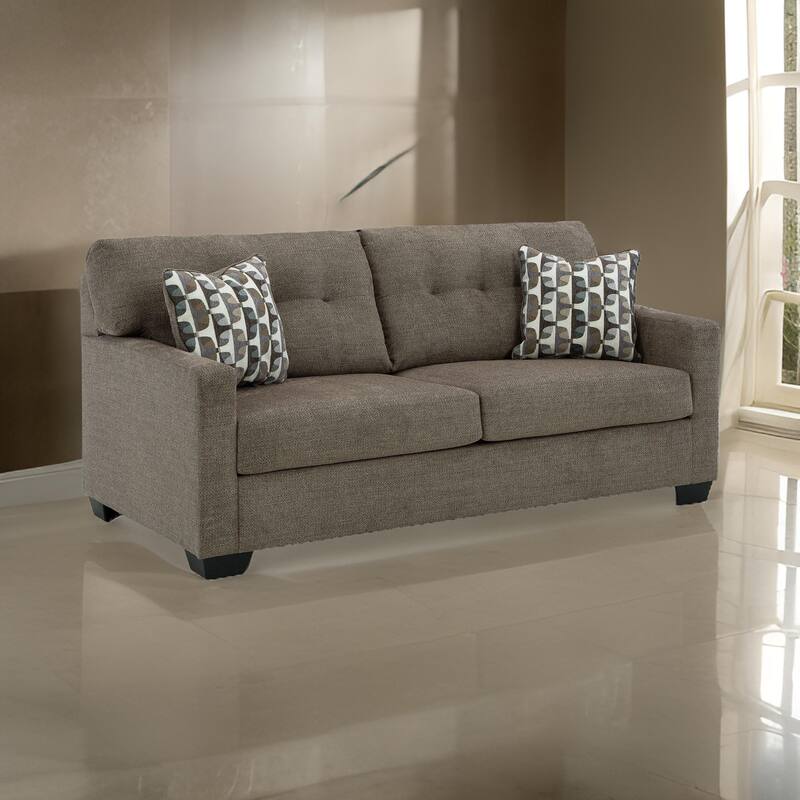 Joey 75 Inch Full Size Sofa Sleeper, Integrated Mattress, Brown Polyester