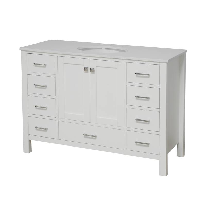 KitchenBathCollection Horizon 48" Bathroom Vanity with Engineered White Top