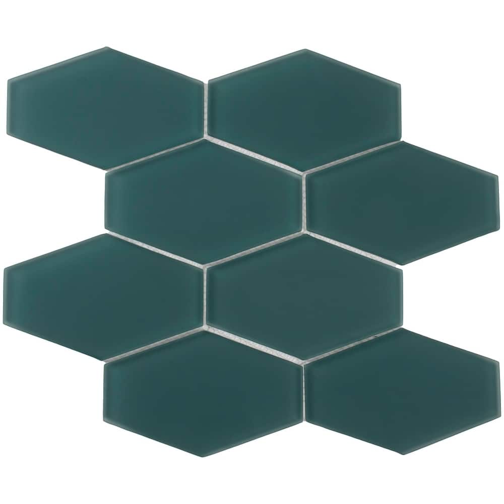 Long Hex 11 in. x 11 in. Glass Mesh-Mounted Mosaic Tile