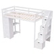 preview thumbnail 38 of 45, Wooden Loft Bed Frame with Shelves,Storage Drawers and Stairs,Twin size