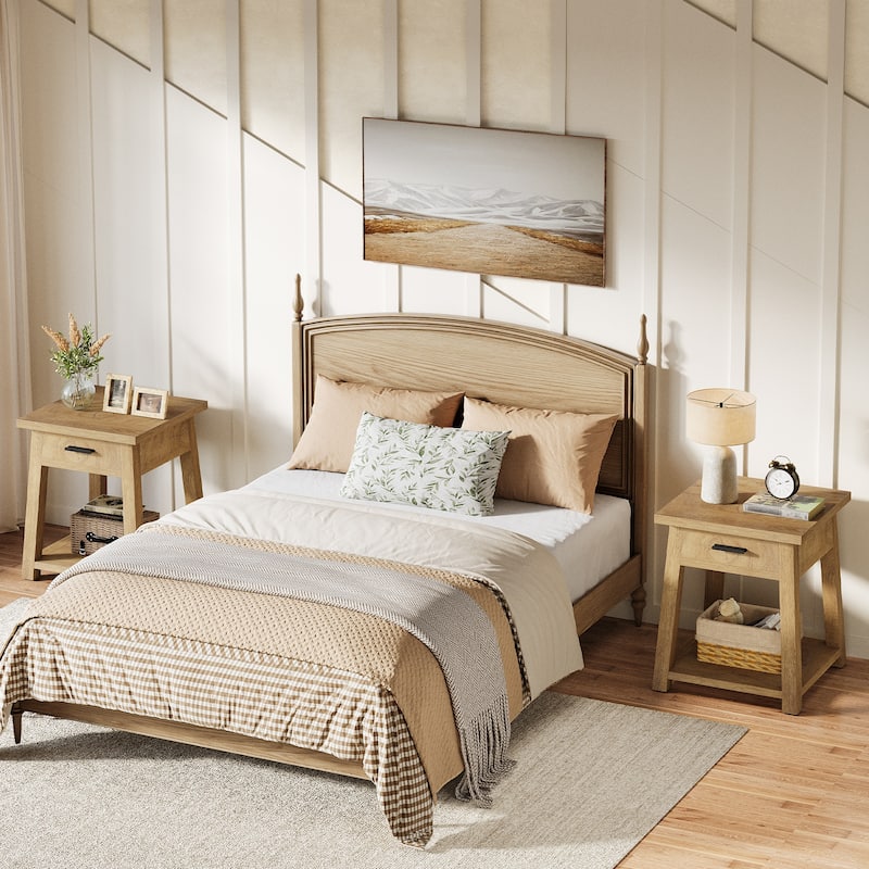 2 -Tier Wooden Side Table with Drawer