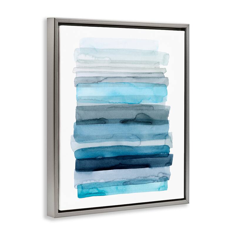 Stupell Water Inspired Blue Grey Ombre Abstract Lines Floater Frame
