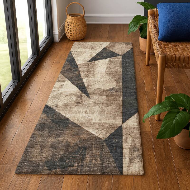 Premium Washable Super Soft Casual Contemporary Mayfield Rug - 2'3" x 7'6" - Mocha
