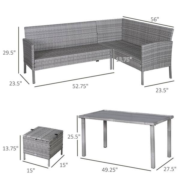 Outsunny 5-piece Modern Outdoor Grey PE Wicker Patio Furniture Set