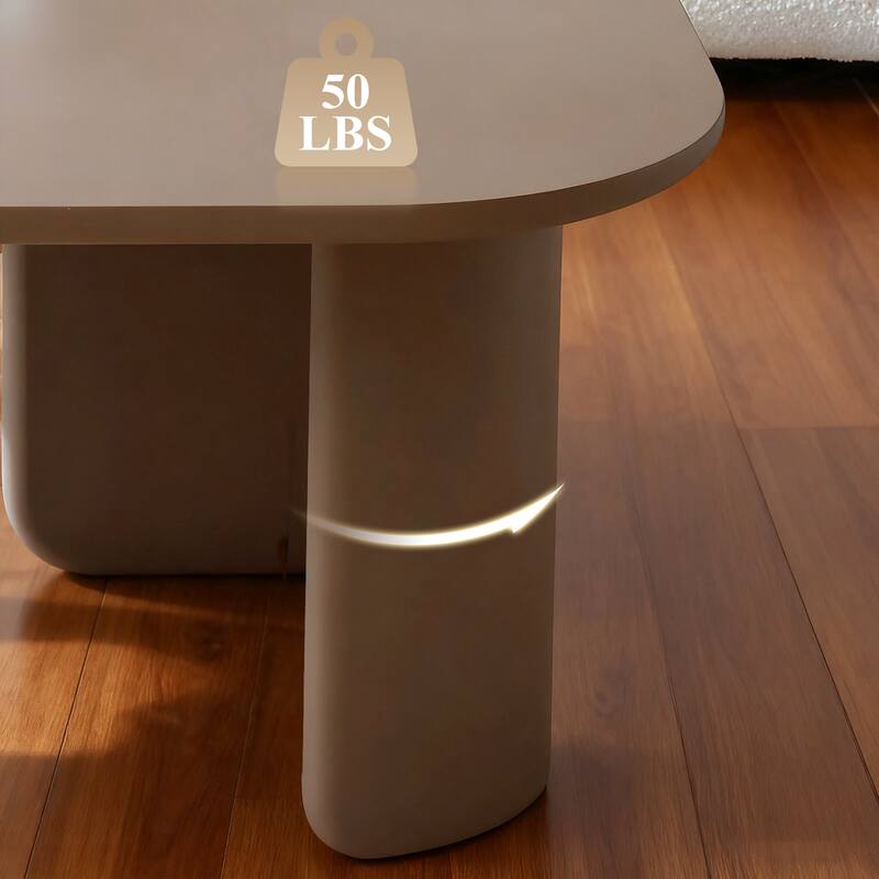 35.43" L-Shape Modern Coffee Table Upgraded, Cocktail Table with Multi-layer Green Paint, Drinking Side Table