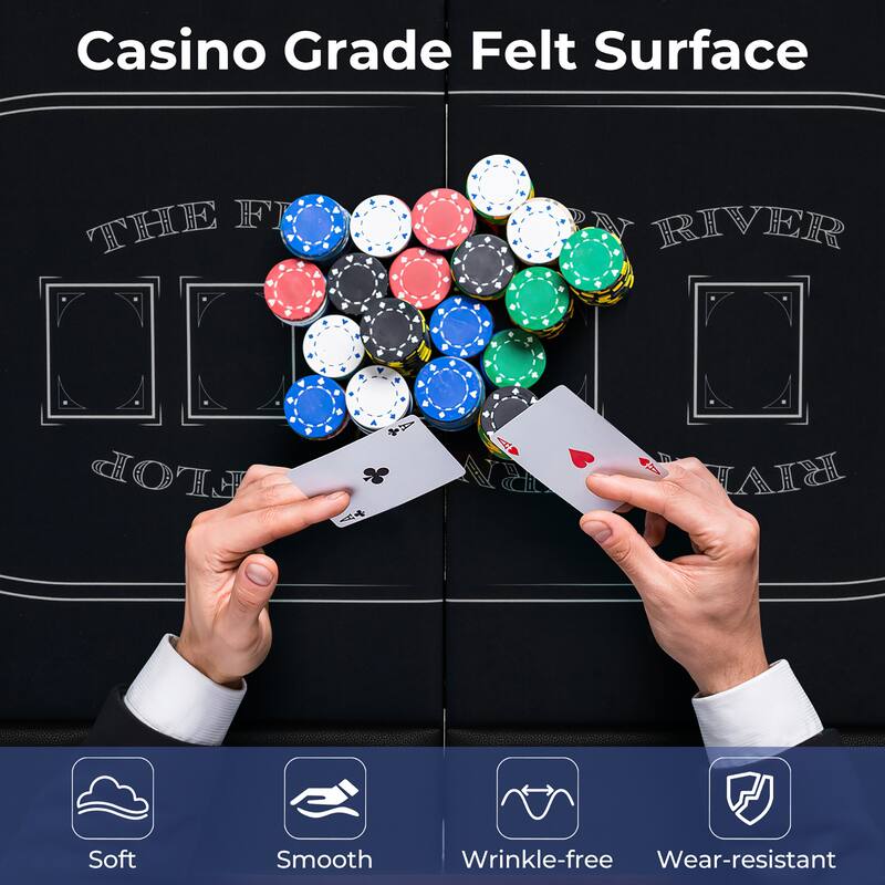 Gymax 8 Player Foldable Poker Table Portable Folding Texas Holdem