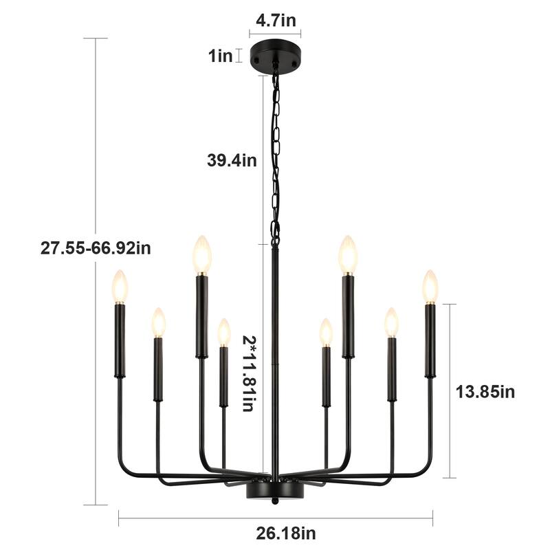 8-Light Farmhouse Traditional Candle Chandelier for Dining Room Bedroom Living Room