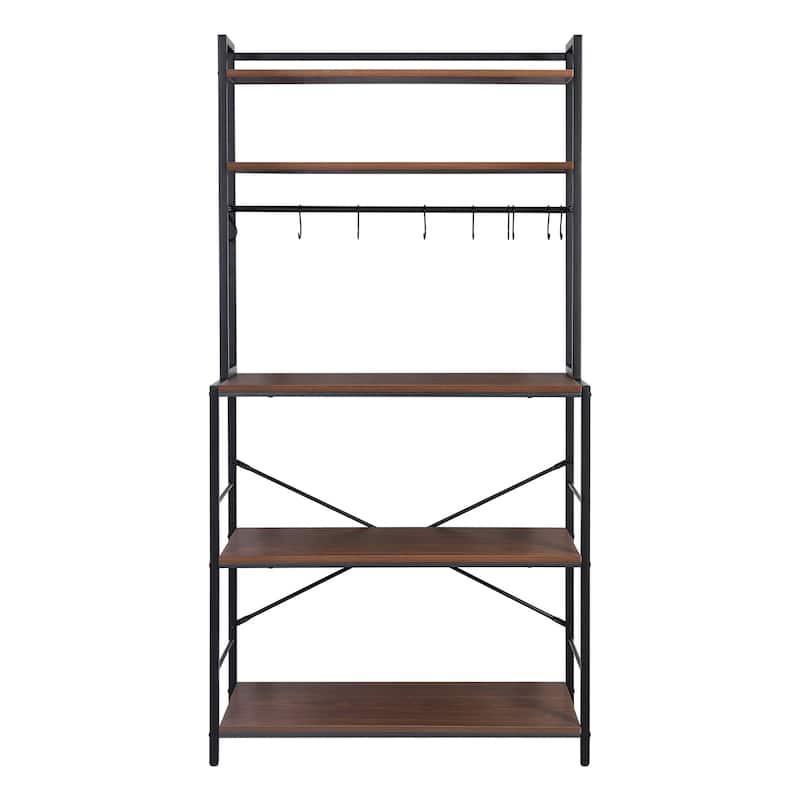 Industrial Kitchen Microwave Oven Stand Storage Rack Organizer Shelf with 10 Hooks
