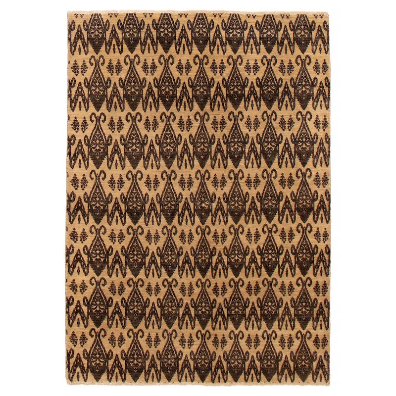 ECARPETGALLERY Hand-knotted Peshawar Ziegler Khaki Wool Rug - 5'1 x 7'3 - Light Khaki - 5'1 x 7'3