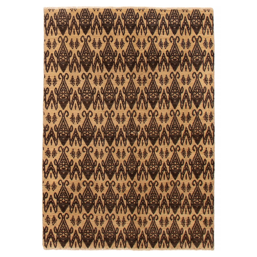 ECARPETGALLERY Hand-knotted Peshawar Ziegler Khaki Wool Rug - 5'1 x 7'3