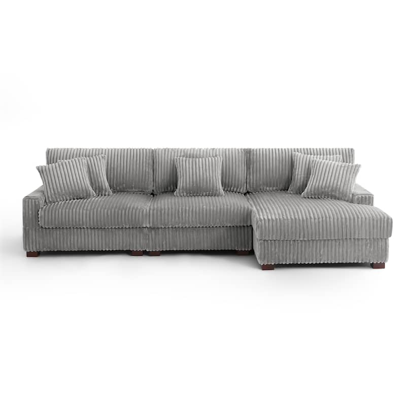UIXE Upholstered Plush Velvet L Shaped Couch Modular Sofa