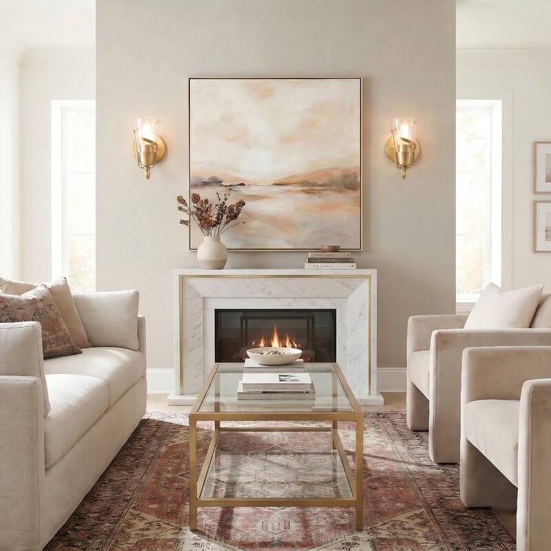 5" Antique Gold Arch Seeded Glass Modern Bathroom Vanity Light Wall Sconce