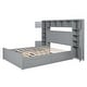 preview thumbnail 23 of 46, Versatility Queen Size Platform Bed with All-in-One Cabinet, Wooden BedFrame w/ Sockets, Shelf & 4 Drawers for Kids/Teens/Adults