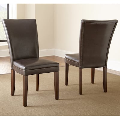 Hampton Brown Bonded Leather Dining Chair by Greyson Living (Set of 2)