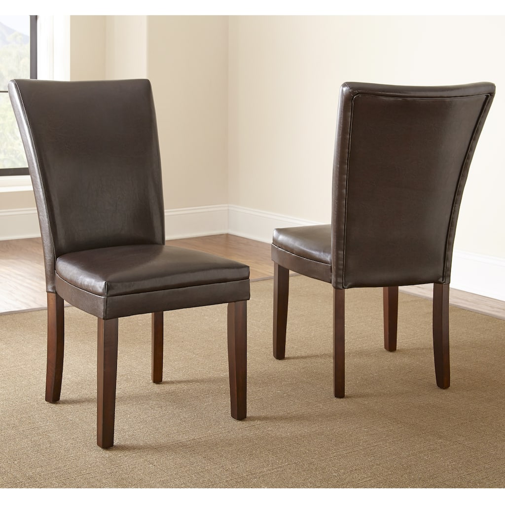 Hampton Brown Bonded Leather Dining Chair by Greyson Living (Set of 2)